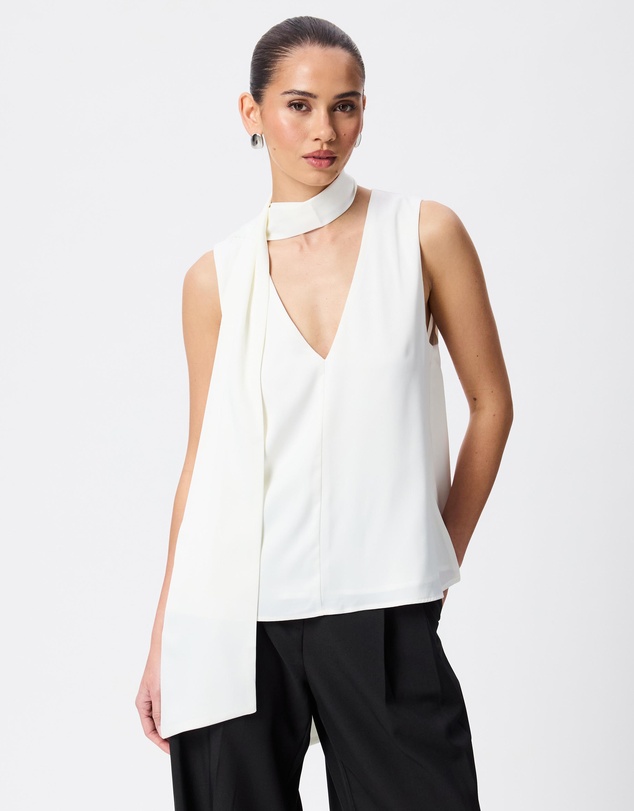 Tussah - Amelia V-Neck Scarf Satin Top