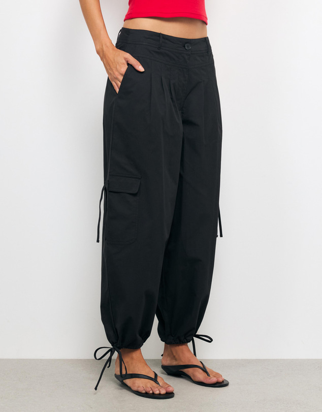 AERE - Cargo Tie Detail Barrel Leg Pants