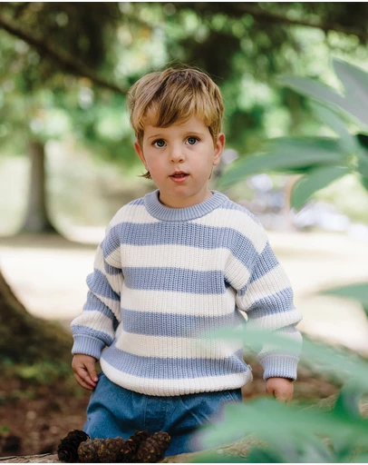 Kynd Baby - Knit Stripe Jumper in Sky Blue Stripe