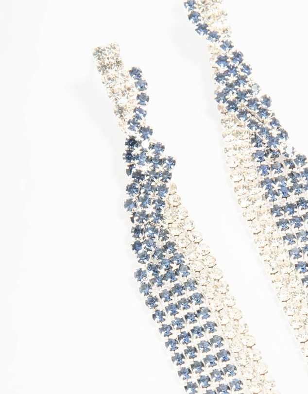 Lovisa - Silver Blue Diamante Twisted Chain Drop Earrings
