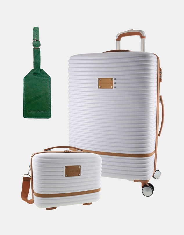Pierre Cardin - Pierre Cardin Classique Large Hard Shell with Mini Beauty Case Set + Leather Tag