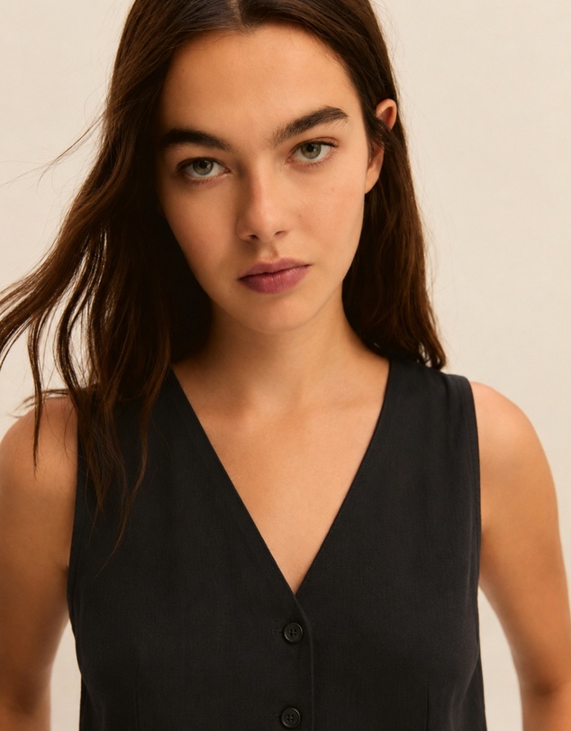 Emme | Max Mara Group - Black Cotton Blend Waistcoat