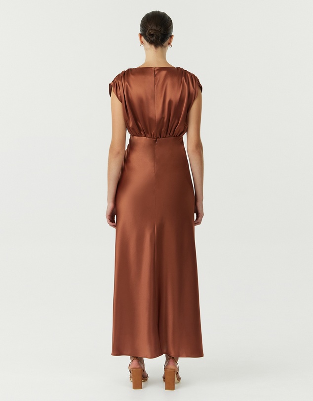 Third Form - Satin Cross Over Gather Dress
