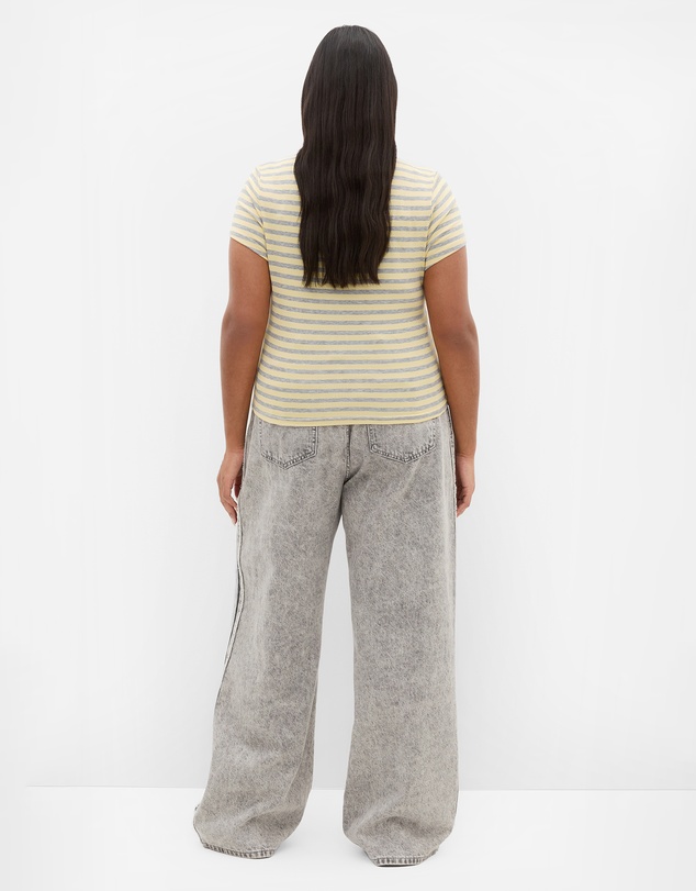 City Chic - Plus size Karla Short Sleeve Stripe Tee - lemon
