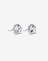 Michael Hill - Round Brilliant Cubic Zirconia Halo Stud Earrings in Sterling Silver