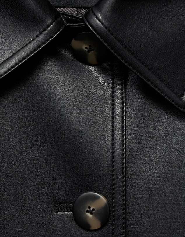 M.N.G - Long Faux-Leather Trench Coat With Belt
