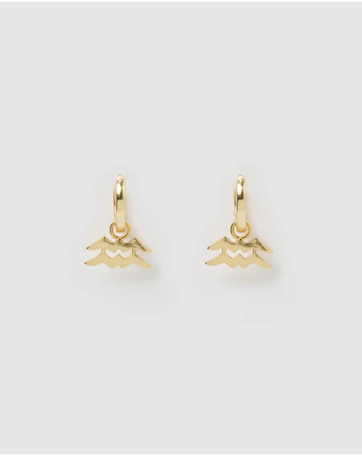 Izoa - Aquarius Star Sign Symbol Huggie Earring