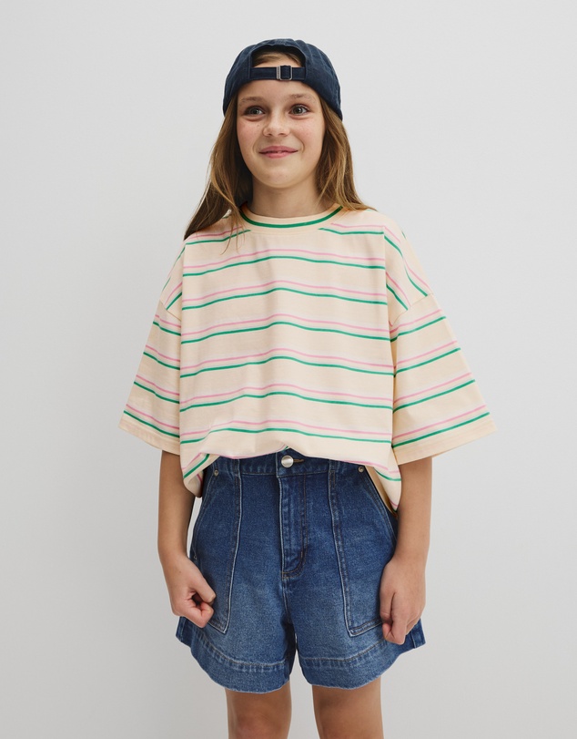 Country Road - Teen Short Sleeve Oversized Stripe T-shirt