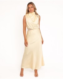 Petal & Pup - Anabelle Halter Neck Lace Maxi Dress - Butter Yellow