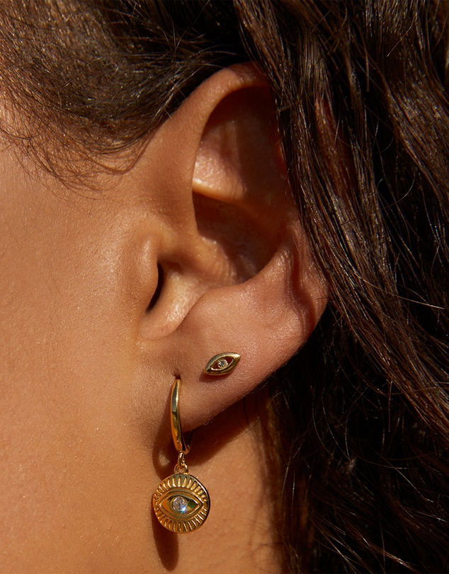 Arms Of Eve - Protective Eye Gold Hoop Huggies