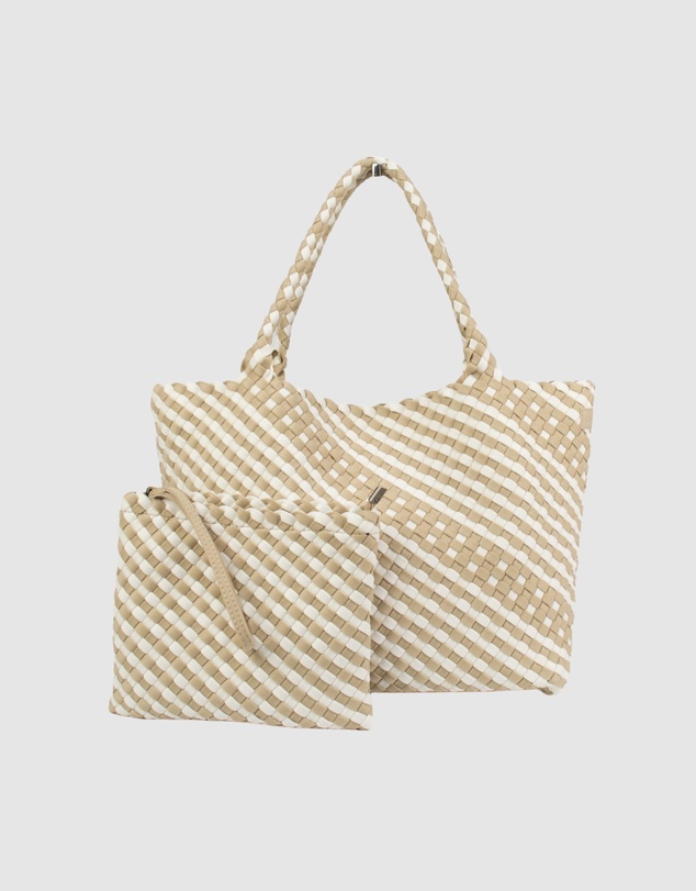 Chuchka - Woven Neoprene Coco Large Tote Beige