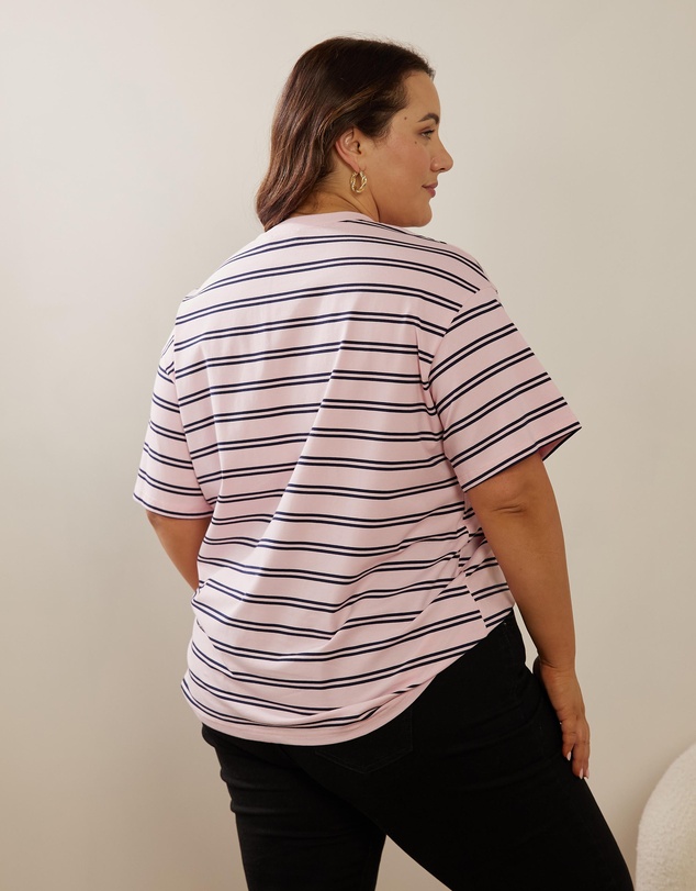 Atmos&Here Curvy - Frankie Striped Relaxed Tee