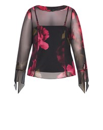 City Chic - Vivid Mesh Print Top