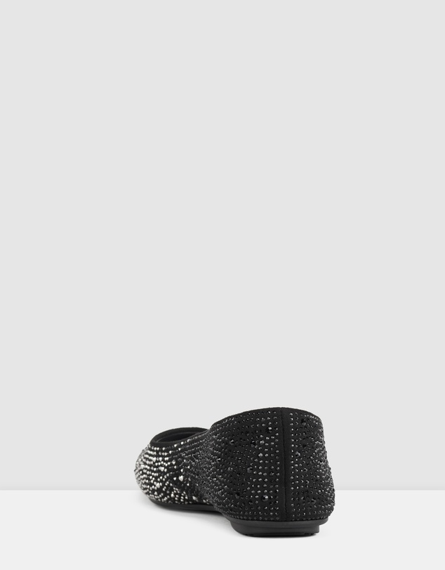 Rollie - Ballet Square Toe Rhinestone Flat
