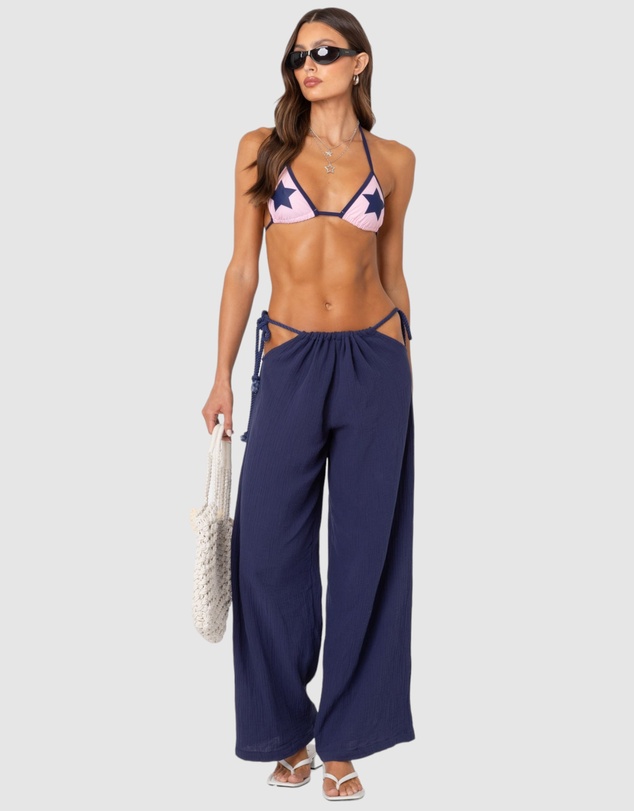 EDIKTED - Leoni Side Tie Cotton Gauze Pants
