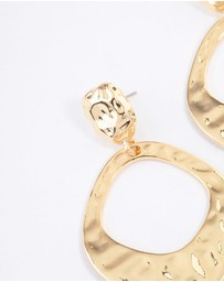 Lovisa - Gold Plated Molten Open Circle Drop Earrings