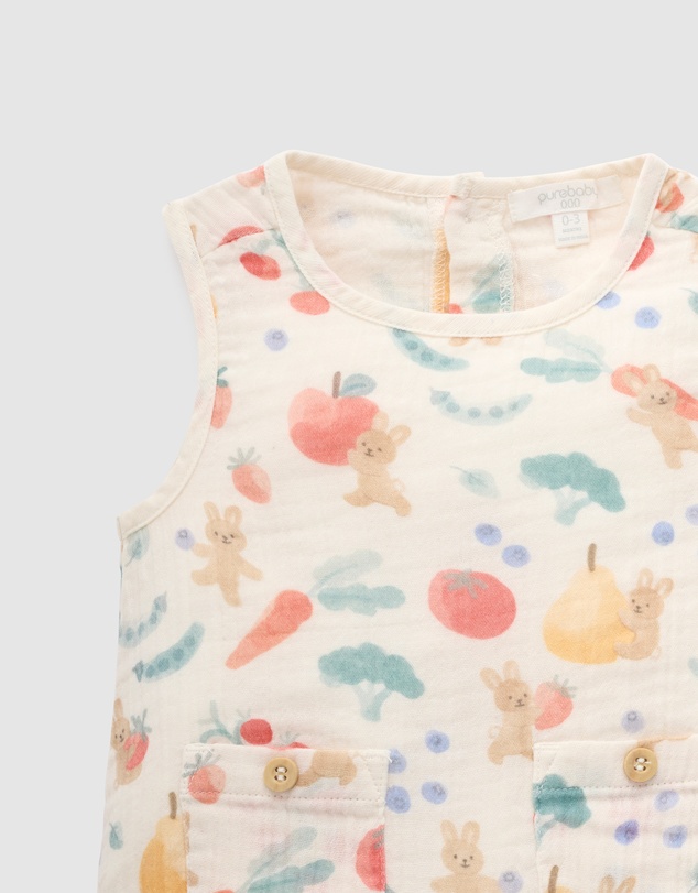 Purebaby - Veggie Garden Print Romper-Kids-Babies