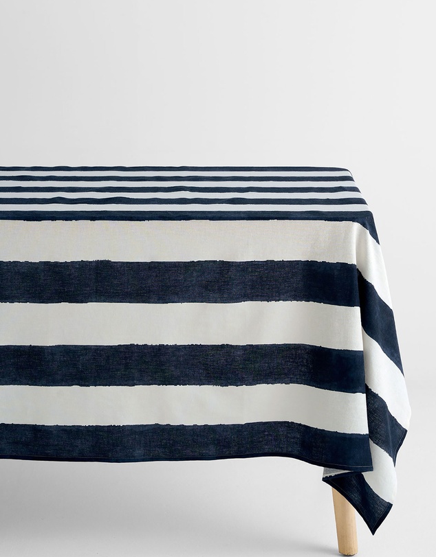Aura Home - Riviera Stripe Cotton Linen Tablecloth