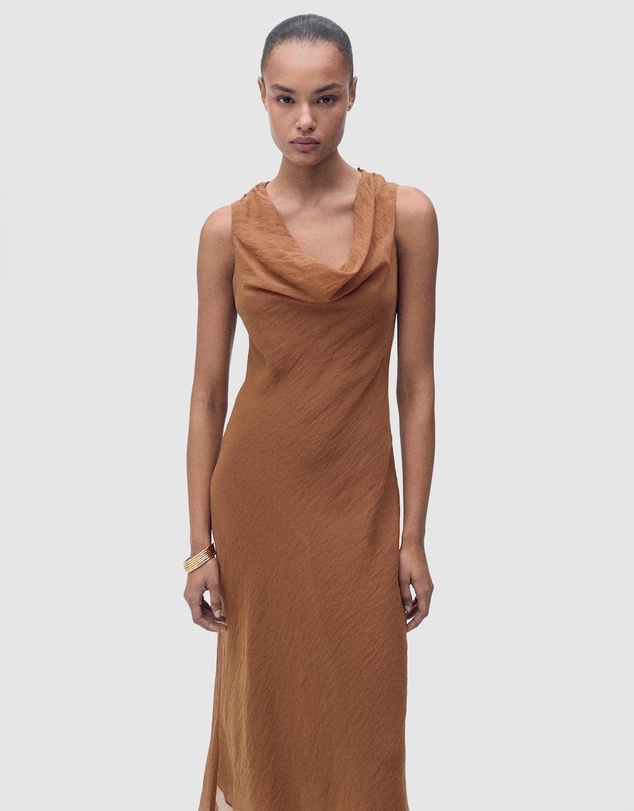 M.N.G - Cleo Draped-Neck Lyocell Dress