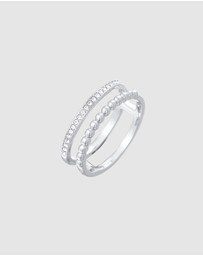 Elli Jewelry - Ring 2 in 1 Design Crystal Brass Collection
