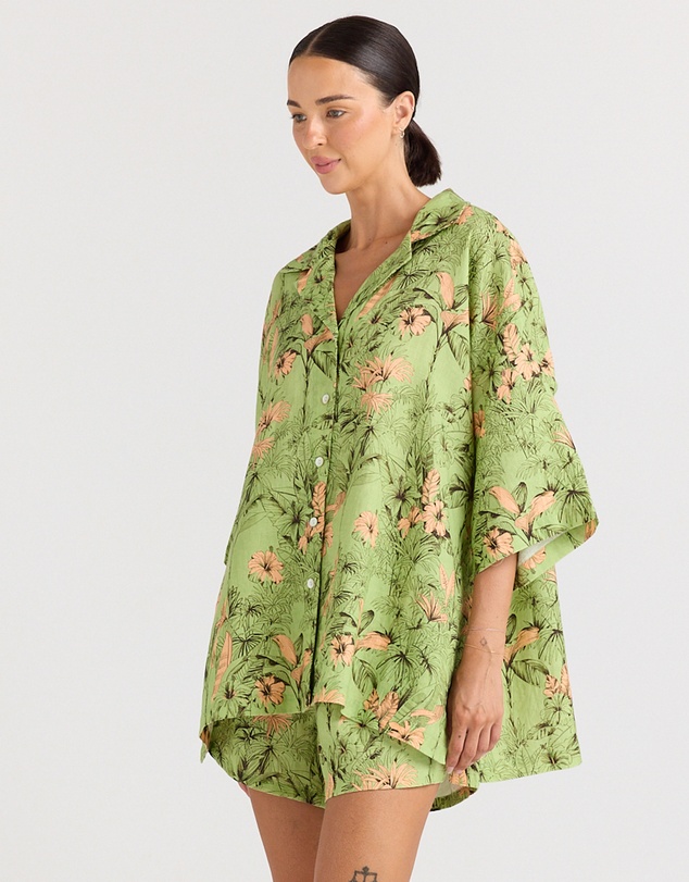 Poolside Paradiso - Tropico 100% Linen Over Shirt - Margarita