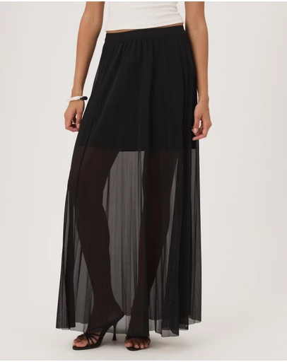 Atmos&Here - Bella Pleated Mesh Maxi Skirt