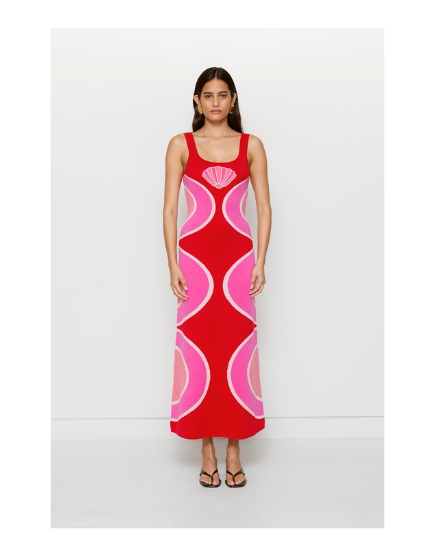 The Wolf Gang - Concha Knit Maxi Dress - Cherry Shell