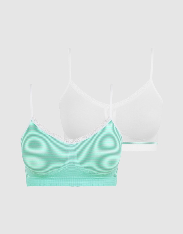 Billet Doux - Zen Attitude Crop Top Style Wirefree Bralette - 2 Pack