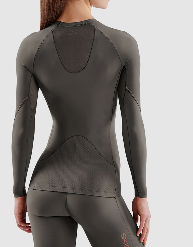 SKINS - SKINS Compression Women's Series-5 Activewear Long Sleeve Top Charcoal