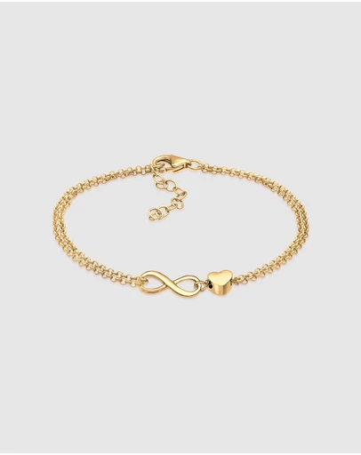 Elli Jewelry - Bracelet Heart Infinity 925 Sterling Silver Gold-Plated
