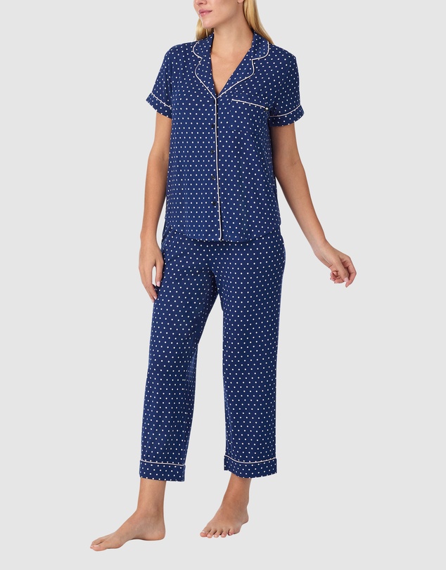 Kate Spade - Printed Modal Button Up Short Sleeve Long Pyjama Set