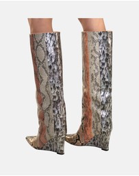 Cynthia Rowley - Embossed Leather Wedge Boot