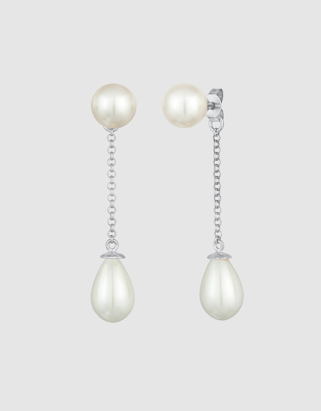 Elli Jewelry - Earrings Earjacket Drop Trend with shell core pearls in 925 sterling silver