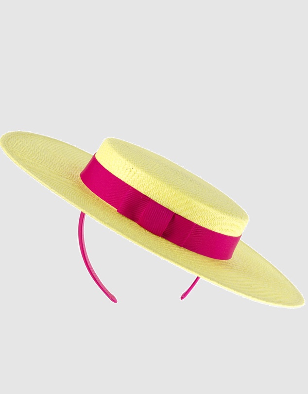 Max Alexander - Yellow and Fuchsia Boater Hat