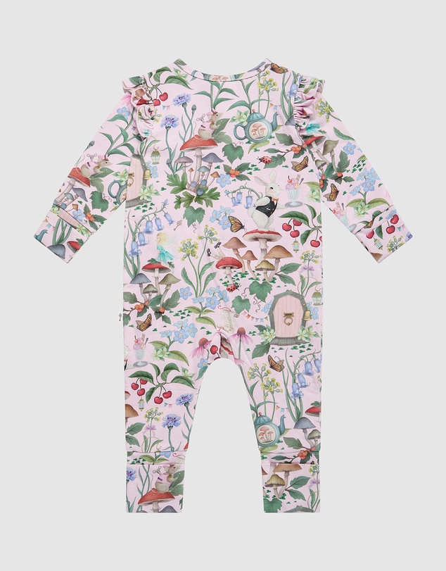 Fleur Harris - 'Enchanted Flowers Party' Precious Frill Coverall in Sugar Pink