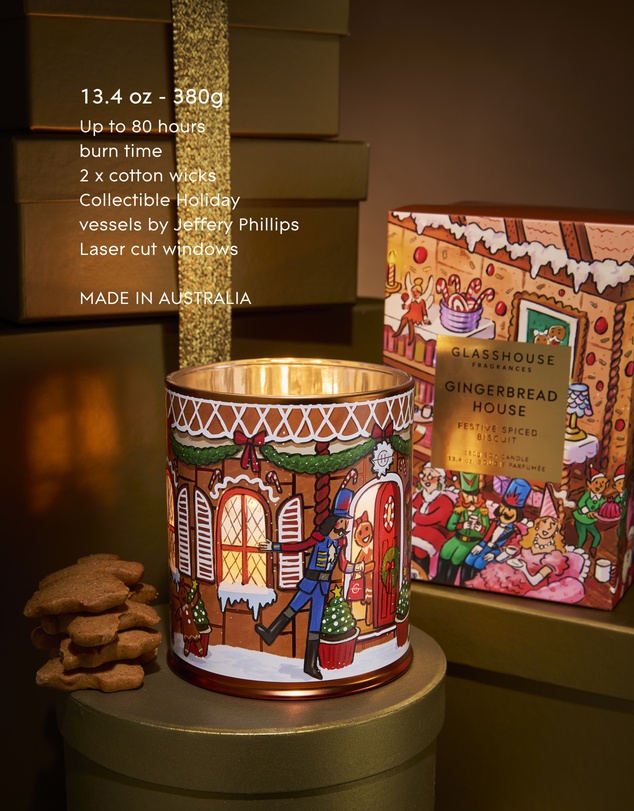 Glasshouse Fragrances - Gingerbread House 380g Soy Candle