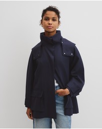 Country Road - Wool Blend Tailored Funnel Coat