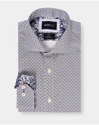 Brooksfield - ABSTRACT PRINT SLIM FIT DRESS SHIRT
