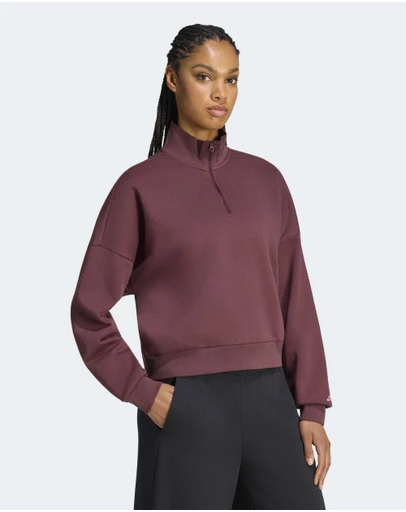 adidas Sportswear - 3 STRIPES STUDIO FLEECE HALF ZIP SWEATSHIRT Womens