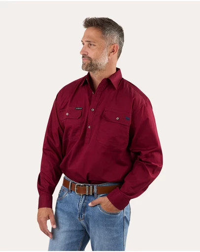 Ringers Western - King River Mens Half Button Work Shirt