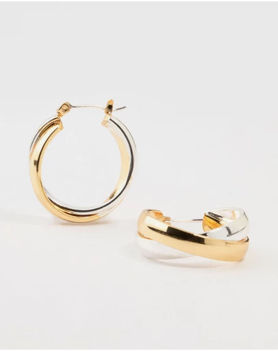 Lovisa - Mixed Metals Twisted Hoop Earrings