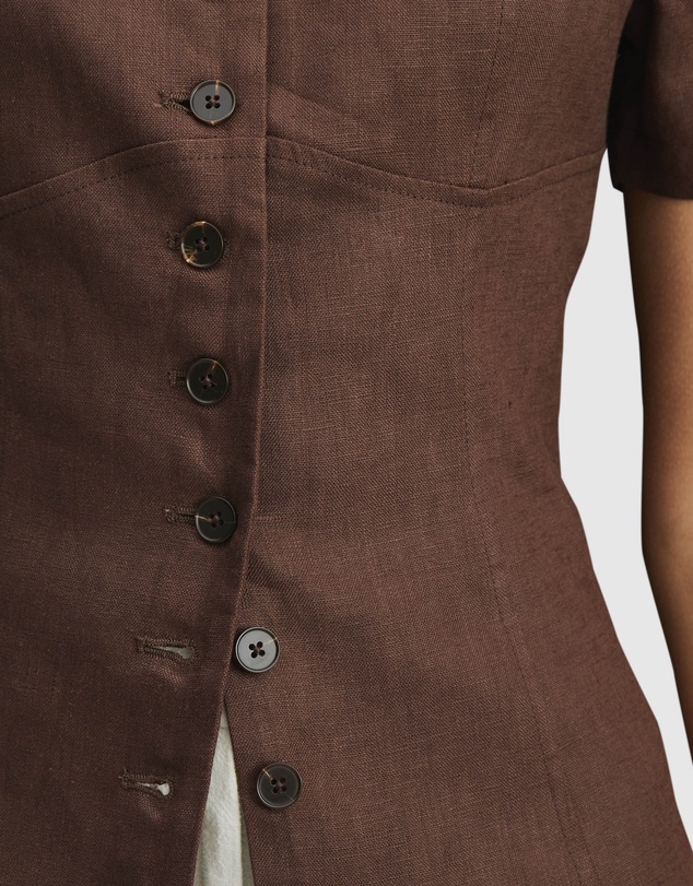 AERE - Audrey Short Sleeve Linen Vest