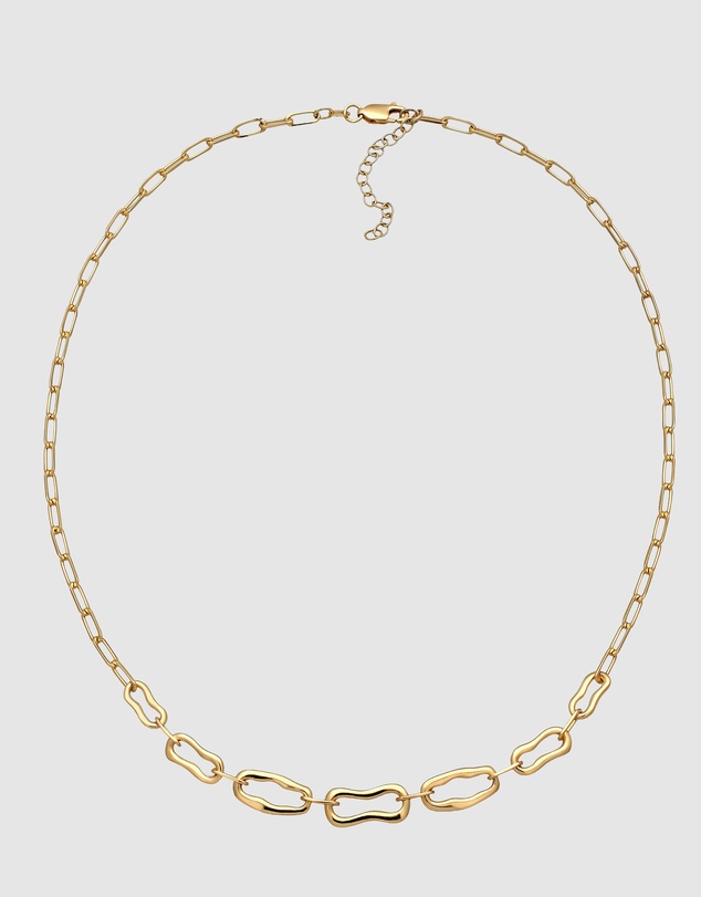 Elli Jewelry - Sculpted Organic Link Necklace in Gold-Plated 925 Silver