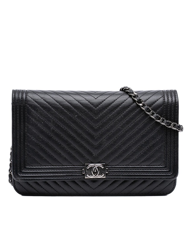 Pre-Loved by Azura Reborn - Pre-Loved Chevron Lambskin Boy Wallet on Chain