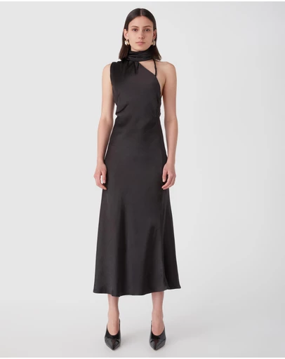 MISHA - Elania Satin Midi Dress