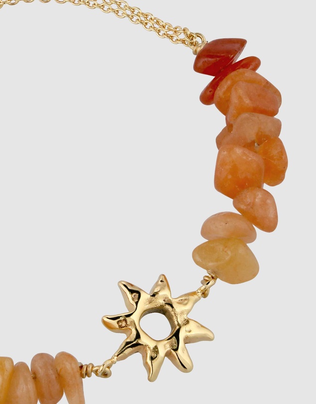 Elli Jewelry - Sunburst Aventurine Bead Bracelet in Gold-Plated 925 Silver