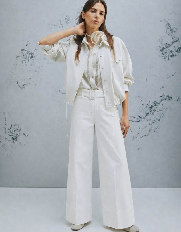 Marella - White Belted Trousers