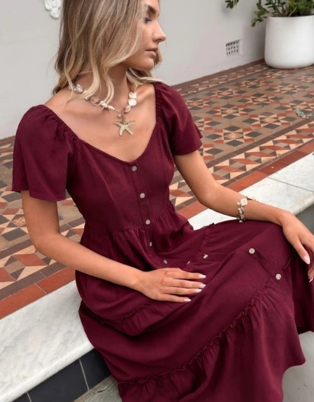 Esther & Co - Celie Dress - Bordeaux