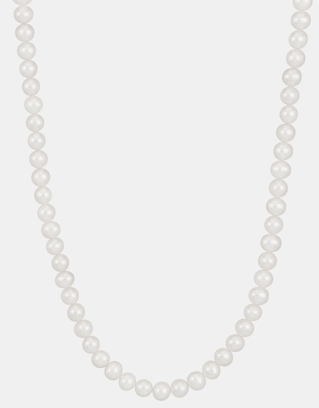 Dower & Hall - Men's White Freshwater Pearl Necklace In Sterling Silver