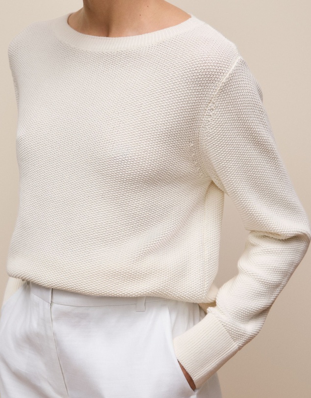 Trenery - Cotton Linen Boatneck Knit in White